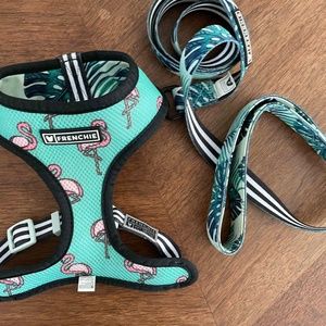 Frenchie Bulldog Reversible Harness w/ Matching Leash - Size S